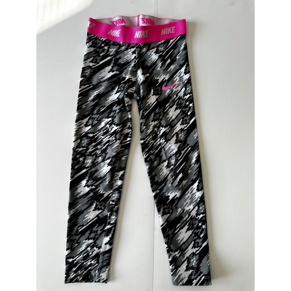Nike Other - Nike Dri-FIT Girls Leggings Black Grey Pink Abstract Print Size 6X